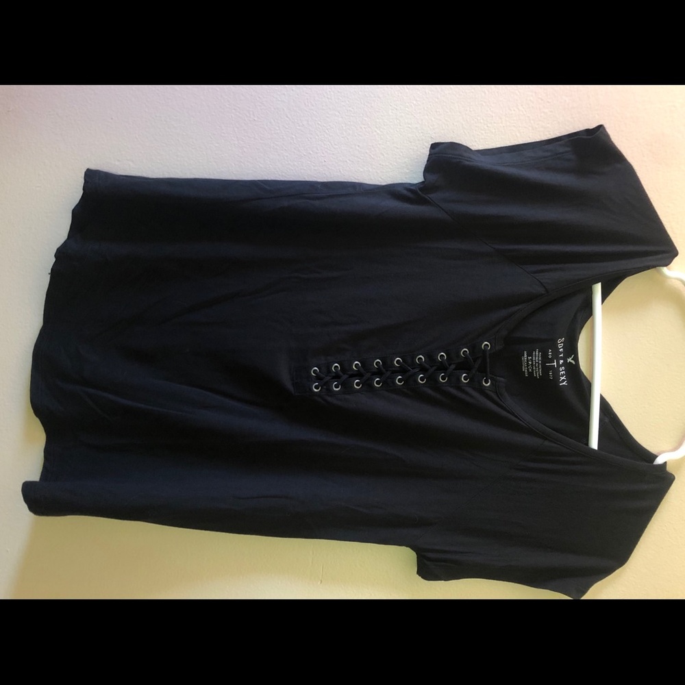 Lace Up Black Shirt